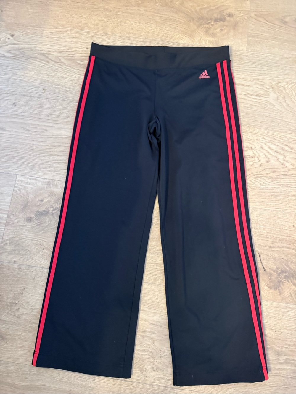 Adidas Clima365 Y2K Black Red 3 Stripe Wide Leg Track Pants Women’s L